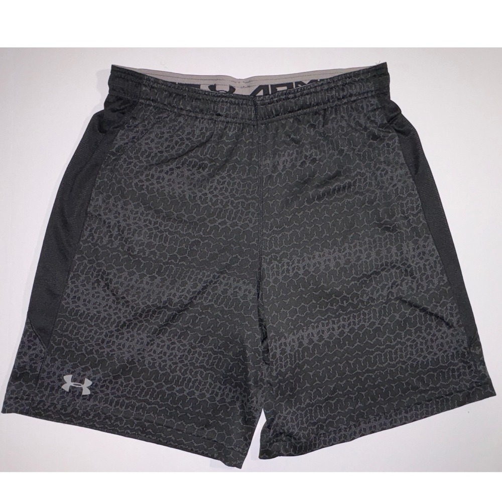 Under Armour Mens Loose Heat Gear Graphic Athletic Shorts Black Size LG